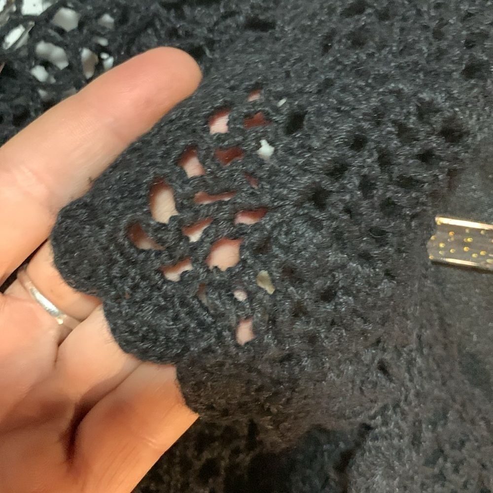 Black Crochet 2 Piece Set Maxi Tank Dress & Cardigan Med/Large Woman’s 12/14 - Picture 10 of 13